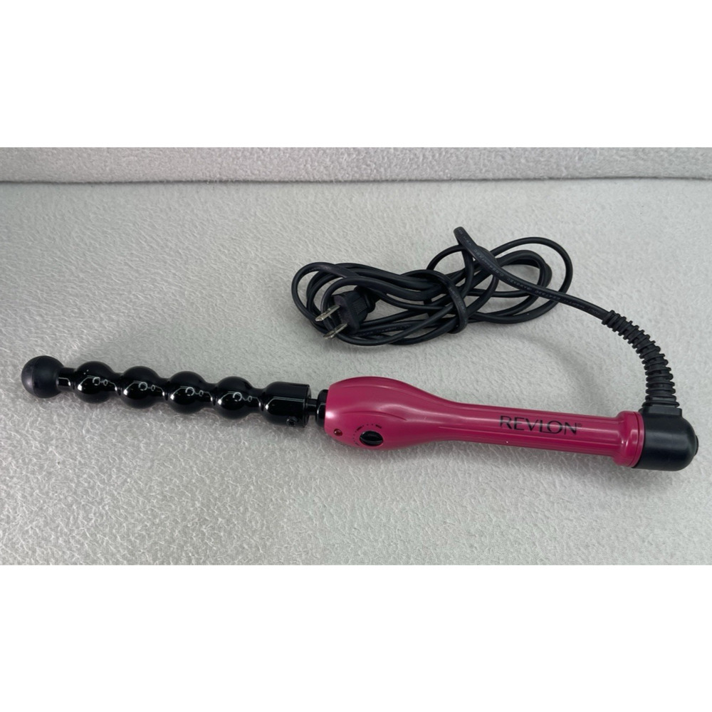 Revlon Clipless Ball Styling Wand 1” Barrel Beach Wave Heat Tourmaline Ceramic